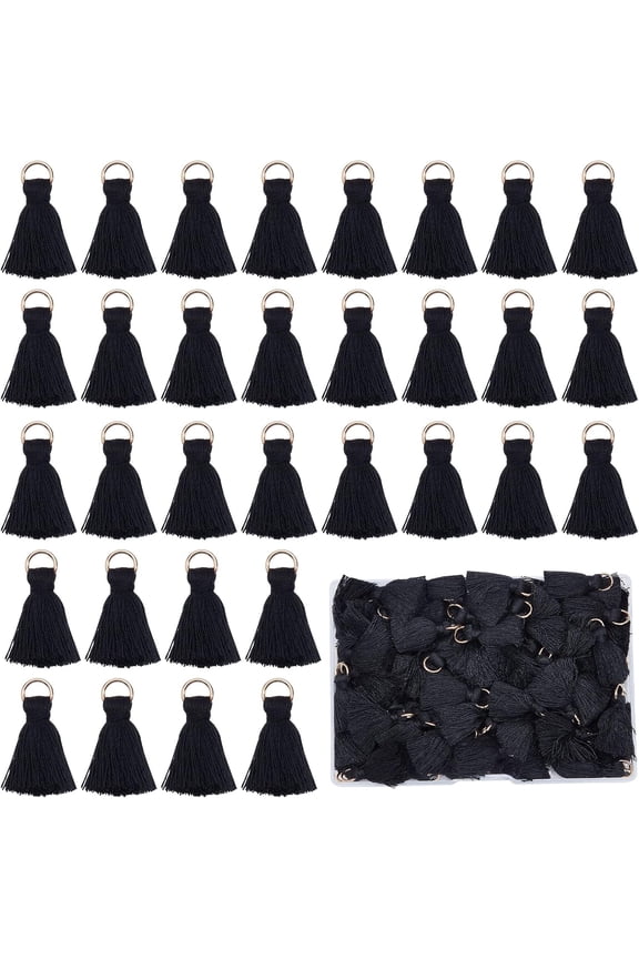 1 Box 100Pcs DIY Tassels Mini Mala Craft Tassel Kit with Jump Rings Cotton Tassels for Crafts Earring Necklace Jewelry Making Garland Keychain Tiny Charms Decorations