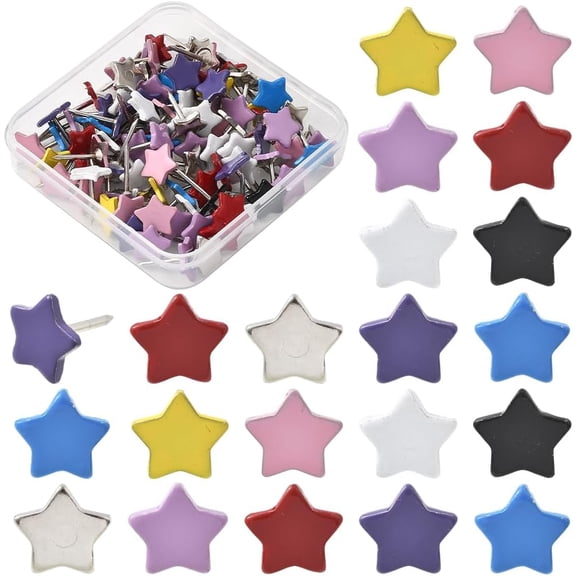 1 Box 100Pcs Decorative Cork Board Pins Star Push Pins Multi Color Small Cute Iron Map Indicator Location Thumbtacks Thumb Tacks