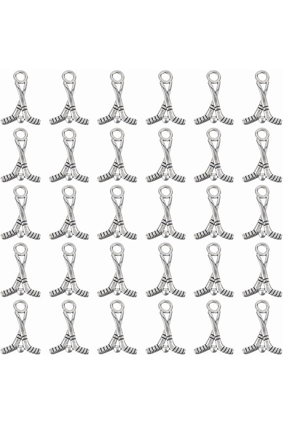 1 Box 100Pcs Field Hockey Charms Bulk Hockey Charm Dangle Alloy Sliver Metal Sports Ball Charms for Jewelry Making Charms DIY Necklace Bracelet Earring Crafting Beginners Adults