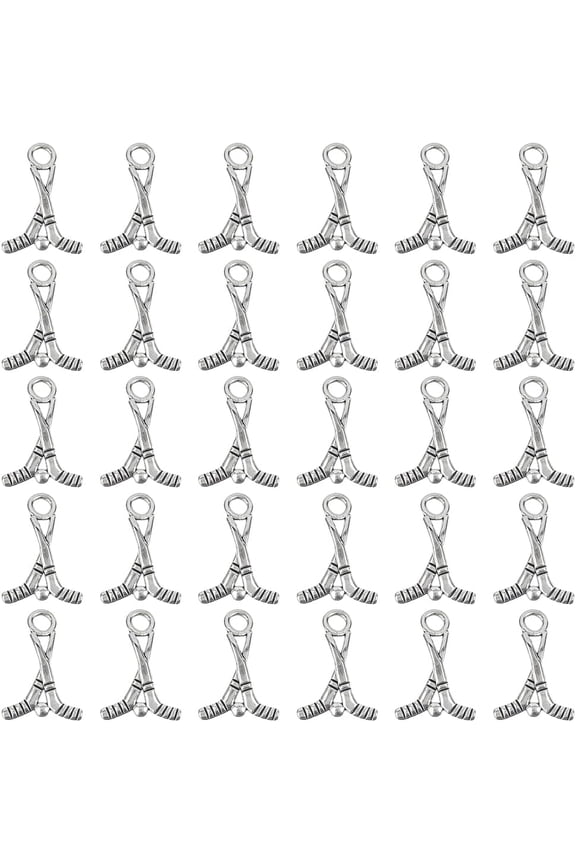 1 Box 100Pcs Field Hockey Charms Bulk Hockey Charm Dangle Alloy Sliver Metal Sports Ball Charms for Jewelry Making Charms DIY Necklace Bracelet Earring Crafting Beginners Adults Silver