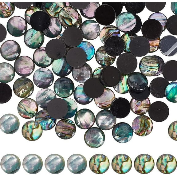1 Box 100Pcs Flat Back Round Cabochons Abalone Shell Cabochon Natural Paua Shells Coins Beads Shape Resin Colorful Findings