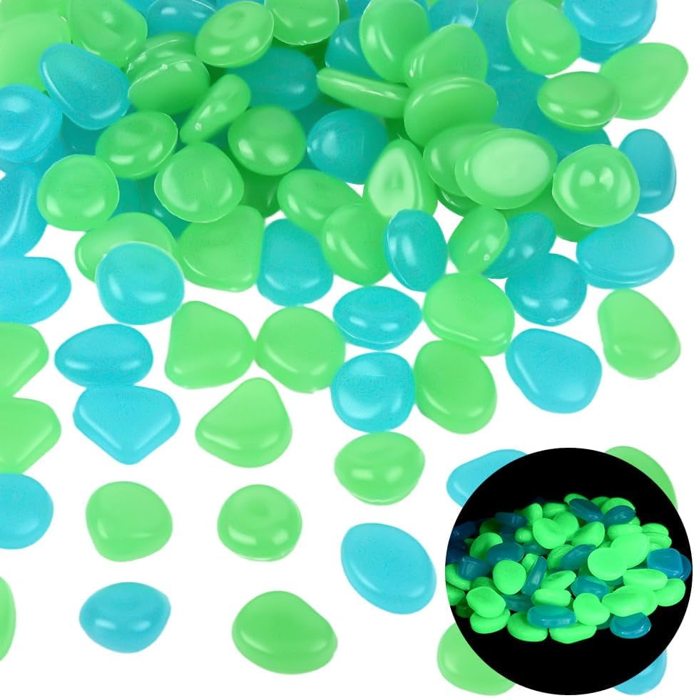 1 Box 100Pcs Glow in The Dark Rocks Glowing Resin Pebbles Aquarium ...