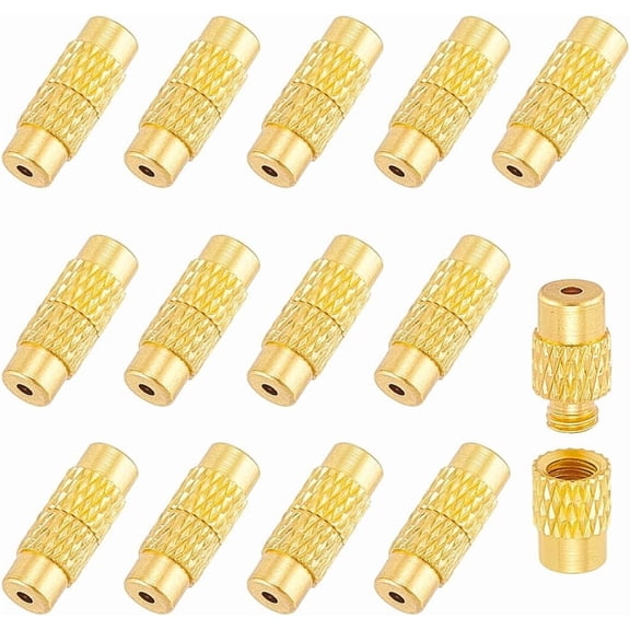 1 Box 100Pcs Gold Screw Clasp Barrel Clasps Bulk Metal Brass Twist Crimp Tube Cover Stopper Cords Ends Tip Caps Clasp for Jewelry Making Bracelets Necklaces Leather DIY Crafts Accessories Golden