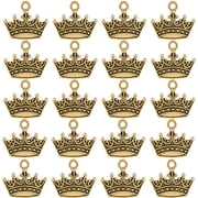 1 Box 100Pcs Gold Tiara Charms Princess King Tiny Charm Bulk Princess Dangle Pendants for Jewelry Making DIY Earrings Bracelet Necklace Birthday