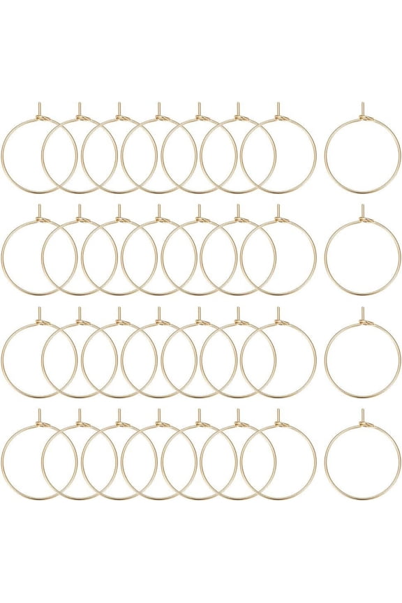 1 Box 100Pcs Hoop Earring Findings 18K Gold Plated 316 Stainless Steel 20mm Wine Glass Charms Rings with 0.7mm Pin DIY Earring Beading for Hoop Earrings Making Real 18K Gold Plated