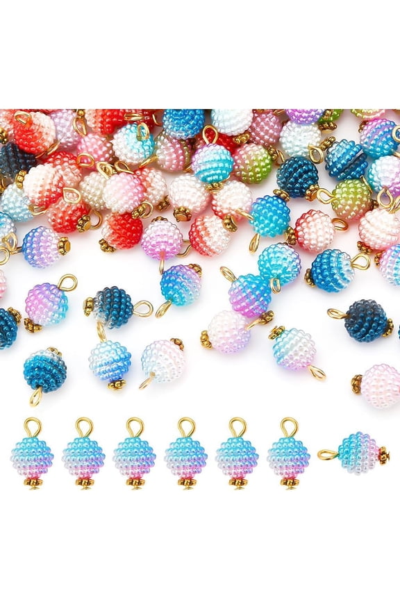 1 Box 100Pcs Imitation Pearl Acrylic Pendants Tibetan Style Alloy Daisy Spacer Beads Mixed Color 15x10mm Hole: 2.5mm
