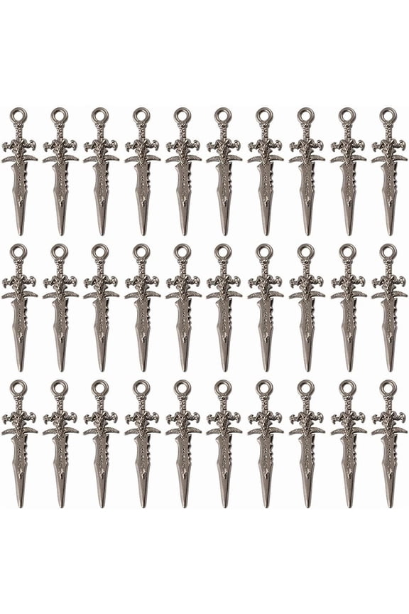 1 Box 100Pcs Knife Charms Miniature Charm Tibetan Style Silver Charms Katana Stiletto Charm Lifelike Weapon Charms