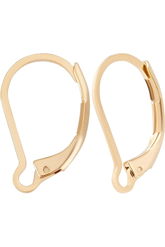 1 Box 100Pcs Leverback Earring Hooks 24K Gold Plated French Earring Hooks Earwire Findings 16.5x10mm