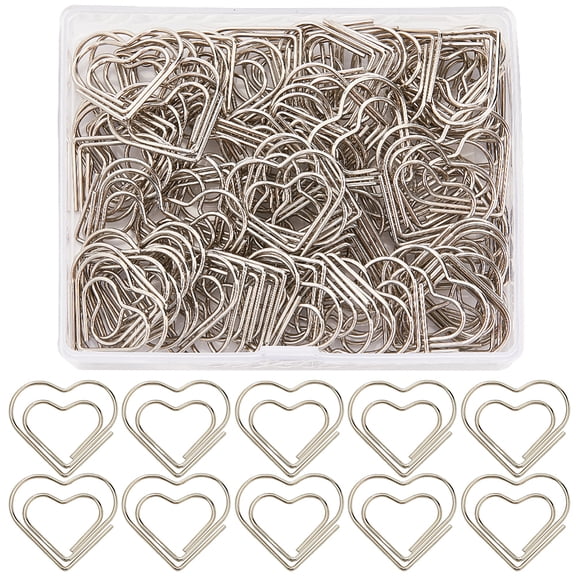 1 Box 100Pcs Mini Silver Heart Paperclips Cute Paper Clips Bulk Love Hearts Shaped Metal Journaling Paper Clamps Binder Clips Bookmarks for Document
