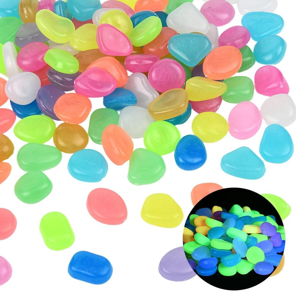 1 Box 100Pcs Multicolor Glow Rocks Fish Decor Glowing Resin Pebbles ...