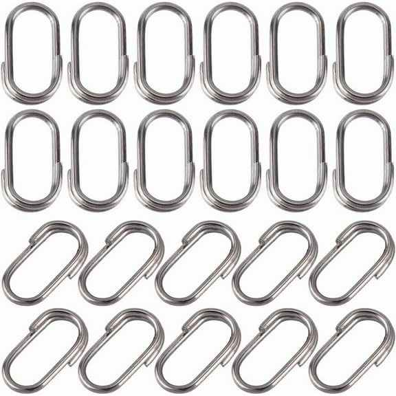 1 Box 100Pcs Oval Jump Ring Double Split Rings Bulk Black Metal Stainless Steel Closures Connector Fastener Keyring Links Loop