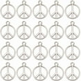 thumbnail image 1 of 1 Box 100Pcs Peace Charms Bulk Peace Sign Charm Peace Logo Silver Vintage Alloy Flat Round Hollow Metal Symbol Charms, 1 of 5
