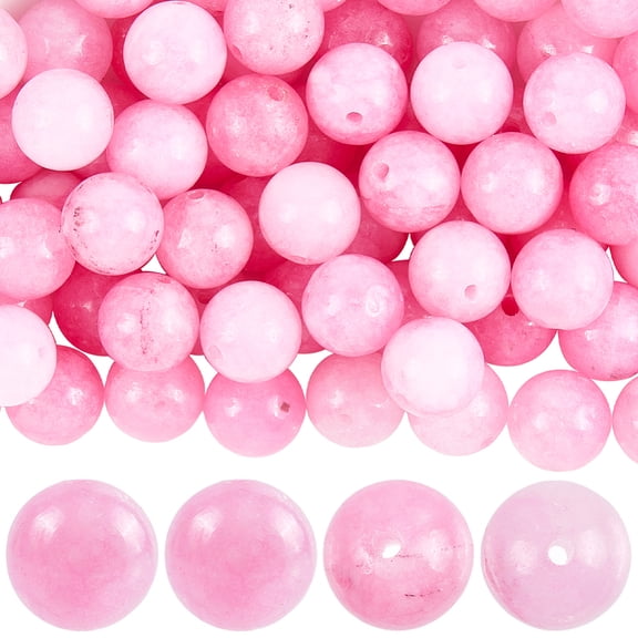 1 Box 100Pcs Pink Jade Beads 8mm Pink Gemstone Beads Bulk Loose Round Natural Polished Smooth Agate Spacers