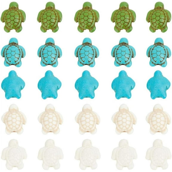 1 Box 100Pcs Sea Turtle Beads Turtle Bead Charms Turtle Beads Bulk Stone Bead Boho Style Sea Animal Beads Hawaii Ocean Tortoise Beads Loose Spacer Beads for Jewelry Making Beading Kits DIY