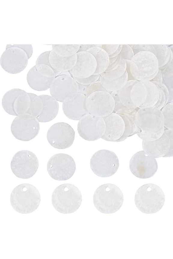 1 Box 100Pcs Shell Charms Seashell Charm 20mm Flat Round Natural Seashell Slices Capiz Shell Beads Coin Sea Ocean