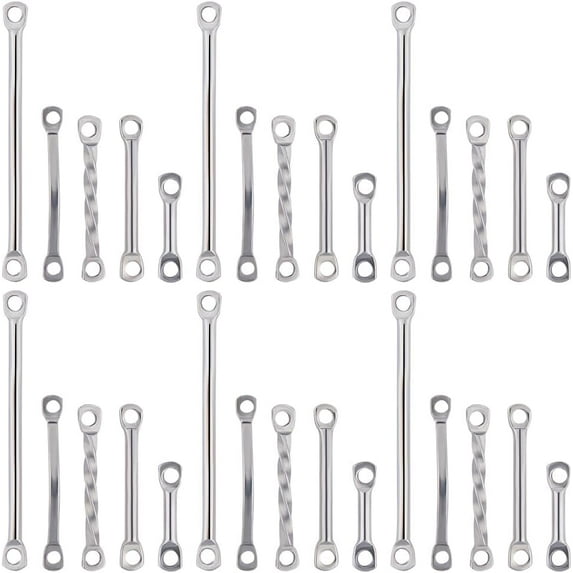 1 Box 100Pcs Stainless Steel Bar Link Connectors 5 Style 2-Hole Stick Strip Connectors Pendant Charms for Bracelet Necklace Jewelry Making
