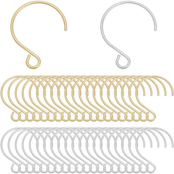 1 Box 100Pcs Stainless Steel Earring Hooks Large Round Earring Hooks Hypoallergenic Ear Wire with Open Loop Fish Hooks French Earrings Hook for Jewelry Making Supplies DIY Dangle Earrings