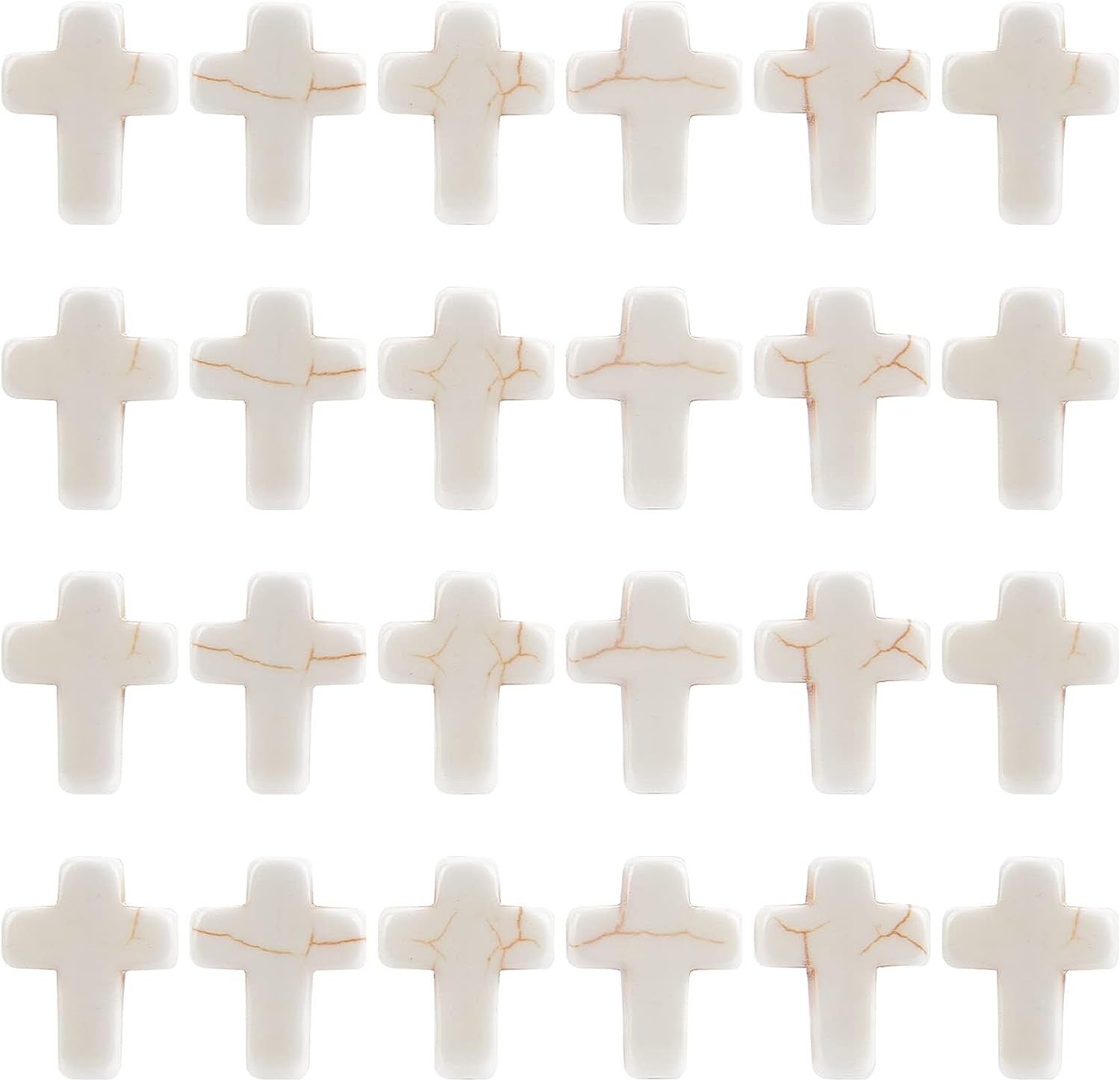 1 Box 100Pcs White Turquoise Cross Beads Synthetic Turquoise Stone