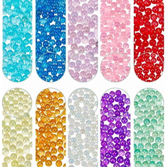 1 Box 100g 10 Colors Small Glass Beads No Hole Tiny Glass Beads 3.5~4 mm Mini Tiny Micro Round Iridescent UV Resin Seed Bead Bulk for DIY