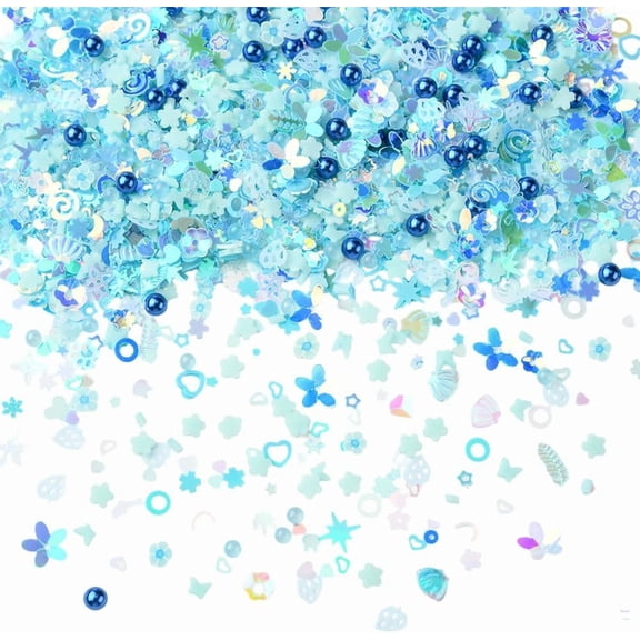 1 Box 100g Blue Glitter Sequin Nail Art Glitter Sequins Luminous Slice Cake Sprinkles Iridescent Paillettes Decoration for DIY Art Crafts Confetti Decoration Accessories Spangles