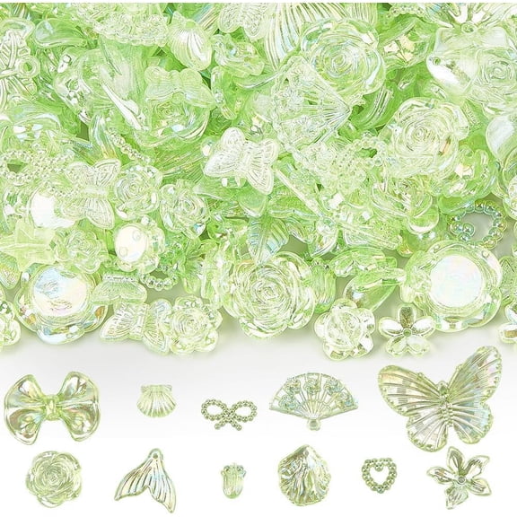 1 Box 100g Resin Green Charms Cute Butterfly Cabochon 3D Acrylic Transparent Summer Floral Assorted Cabochons Nail Charm for Jewelry Making Scrapbooking Embellishments Phone Case DIY Supply Green