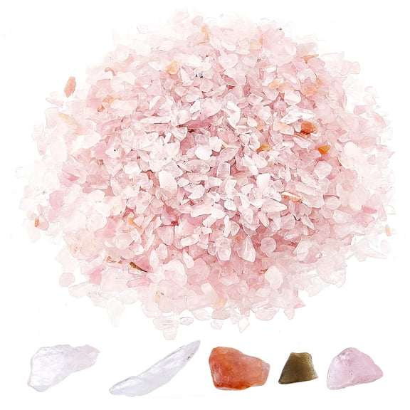 1 Box 100g Rose Quartz Chip Beads No Hole Pebbles Bulk Irregular Shaped Quartz Rock Mini Stones Indoor Decorative DIY Craft Chakra Decoration
