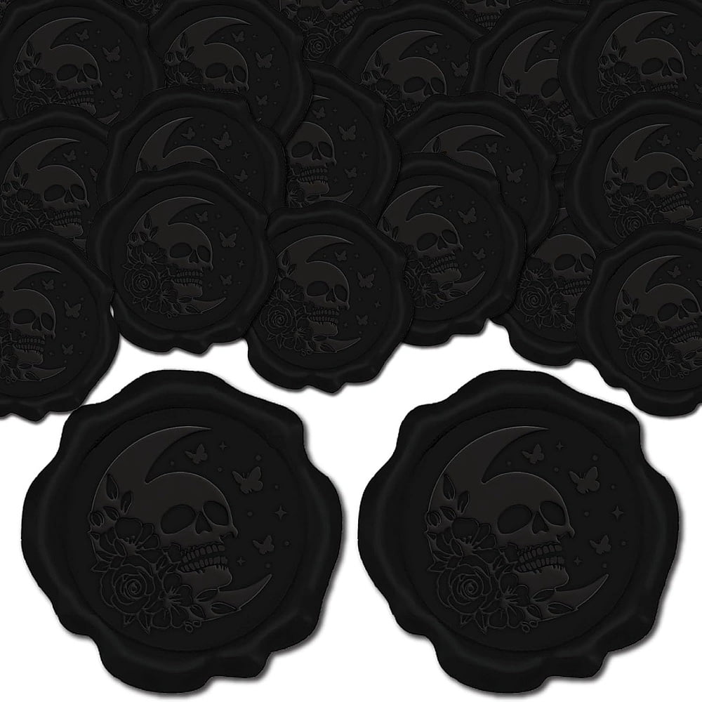 1 Box 100pcs Adhesive Wax Seal Stickers Envelope Seal Decoration For Craft Scrapbook DIY Gift Black Moon 30mm 100pcs/box