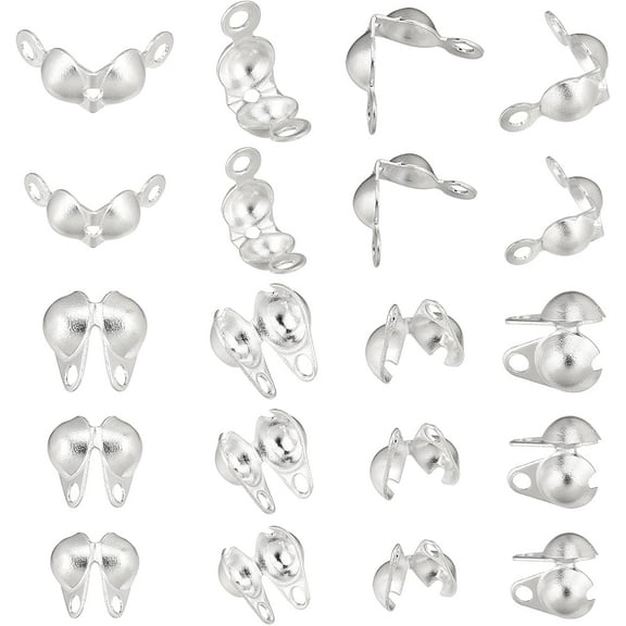 1 Box 100pcs Golden Bead Tips Stainless Steel Calotte Ends Open Clamshell Knot Covers Fold-Over Bead Tips 1.5mm Small Hole End Caps for Knots & Crimp Findings Crafts 8x4mm