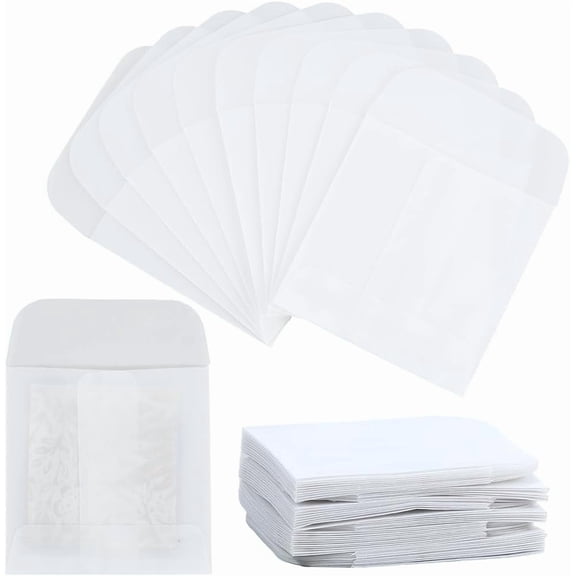 1 Box 100pcs Small Glassine Paper Bags 2x3 Inch Wax Paper Bags White Glassine Envelopes Semi Transparent Wax Envelopes for Bakery Cookies