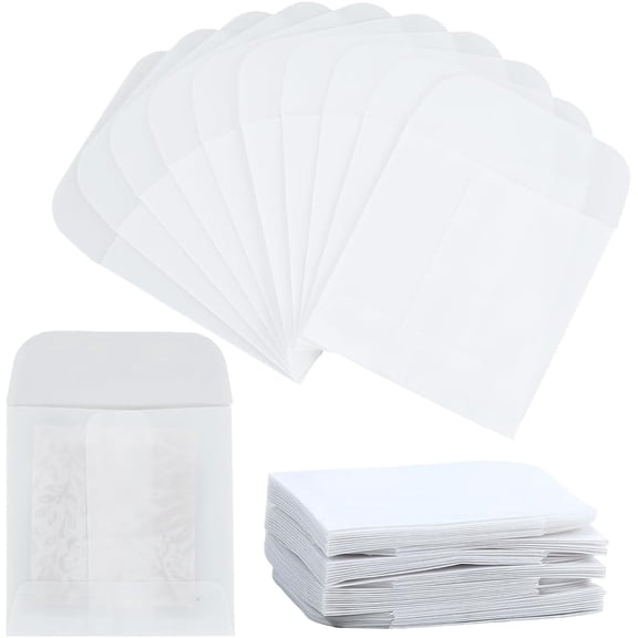 1 Box 100pcs Small Glassine Paper Bags 2x3 Inch Wax Paper Bags White Glassine Envelopes Semi Transparent Wax Envelopes for Bakery Cookies