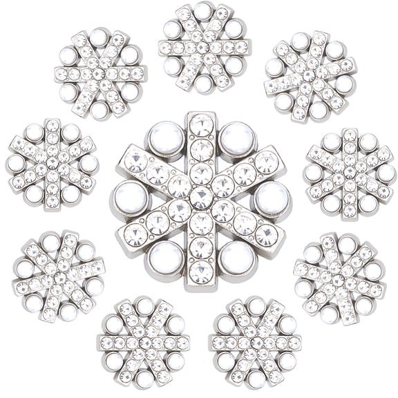1 Box 10Pcs 1-Hole Alloy Rhinestone Shank Buttons with Plastic Imitation Pearl Snowflake Platinum 23x9mm Hole: 1.8mmDIY