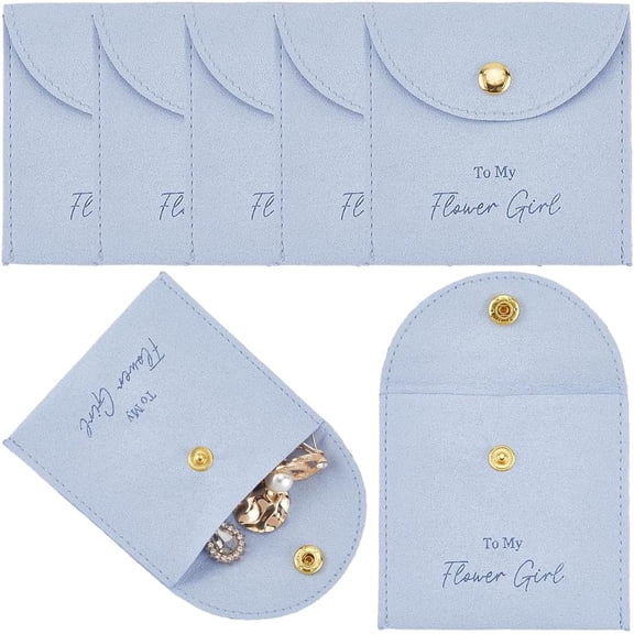 1 Box 10Pcs 3.1x3.1 Inch Sky Blue Velvet Jewelry Pouch French Soft Velvet Jewelry Pouches with Snap Button Microsuede Bags for Necklace Bracelet Ring Earrings Party Wedding Favors Packaging