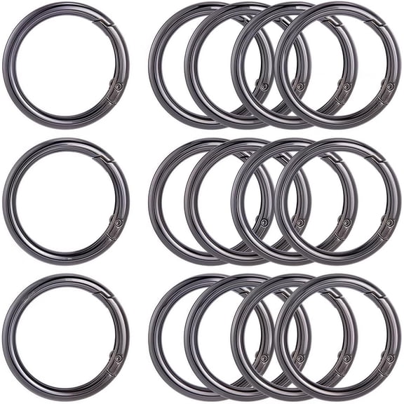 1 Box 10Pcs 40MM Black Spring O Ring Carabiner Clip Trigger Spring O Rings Zinc Alloy Round Carabiner Clip Snap Metal Key Ring Buckle Hook