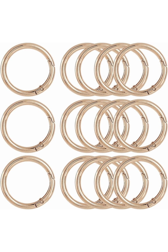 1 Box 10Pcs 40MM Gold Spring O Ring Clip Keychain O Rings Round Carabiner Clip Snap Key Ring Buckle Hook Zinc Alloy Trigger Spring O Rings for DIY Keychains Purse Handbag Dog Leashes Crafts
