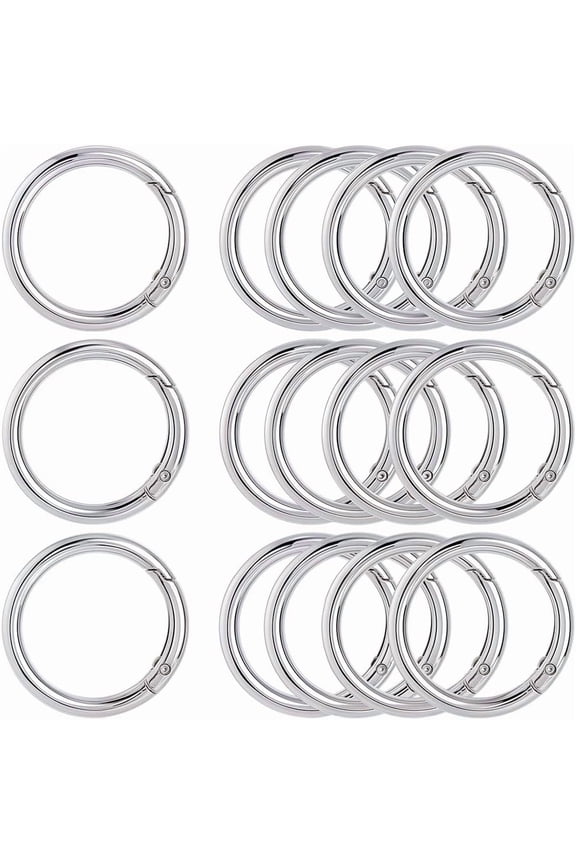 1 Box 10Pcs 40MM Silver Spring O Rings Round Carabiner Clip Snap Hook Zinc Alloy Trigger Key Ring Clips Metal Round Gate O Ring Buckles for DIY Keychains Purses Handbags Dog Leashes Crafts diy
