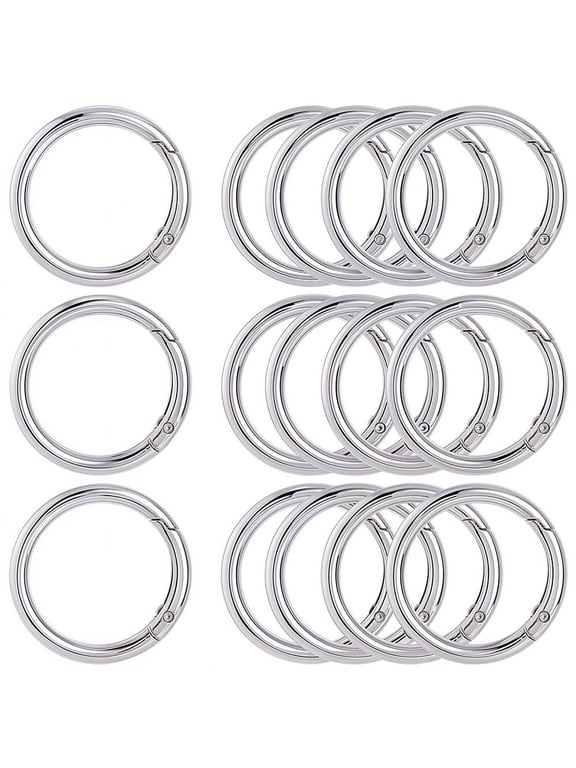 1 Box 10Pcs 40MM Silver Spring O Rings Round Carabiner Clip Snap Hook Zinc Alloy Trigger Key Ring Clips Metal Round Gate O Ring Buckles