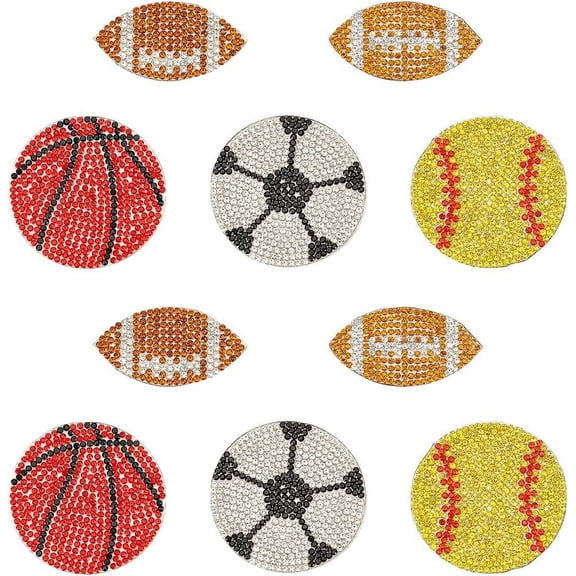 1 Box 10Pcs 5 Styles Hotfix Rhinestone (Hot Melt Adhesive On The Back) Iron on Patches Rhinestone Trimming Mixed Shapes 47~49x24~49x1.5mm 2pcs/style