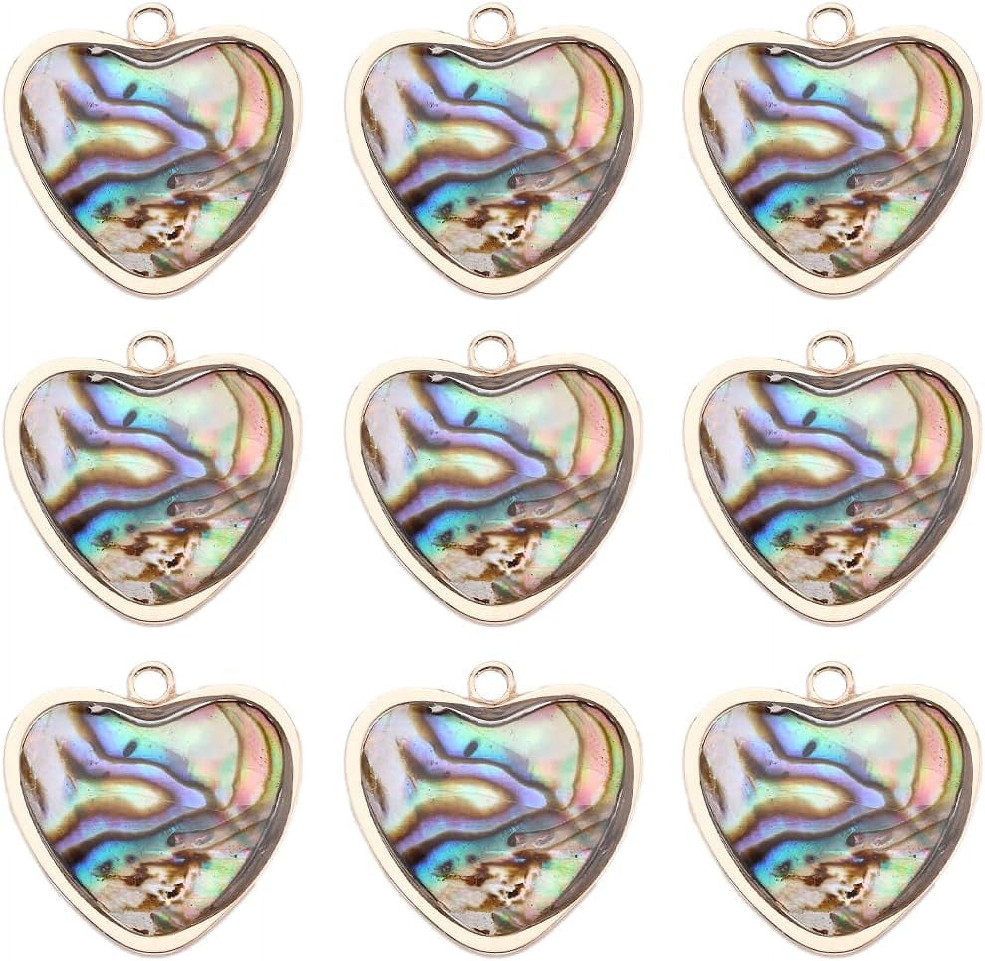1 Box 10Pcs Abalone Shell Charms Heart Charms Bulk 14k Gold Plated ...
