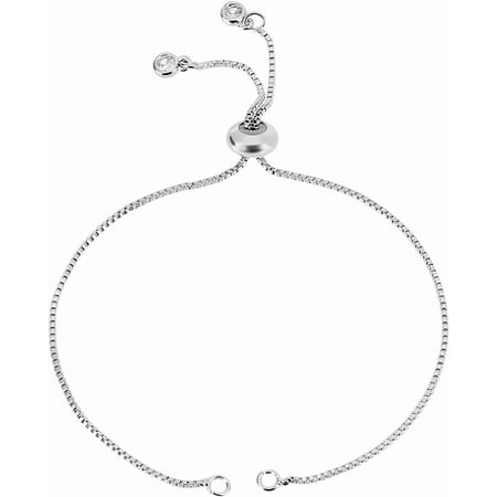 1 Box 10Pcs Adjustable Slider Bracelet Makings Platinum Plated Cubic Zirconia Slider Extender Chains with Ball Ends for Jewellery Making DIY Findings Silver