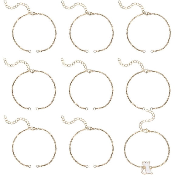 1 Box 10Pcs Adjustable Slider Bracelet Stainless Steel Crucifix Italian Bead Chain Link with Oval Charms Extender Lobster Claw Clasps Necklace Making for DIY Craft Jewelry
