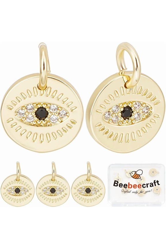 1 Box 10Pcs Charms 18K Gold Plated Tiny Oval Turkish Luck Cubic Zirconia Pendant Charms CZ Stone Charms with Jump Ring for Jewelry Making Necklace Bracelet DIY Crafts Gifts