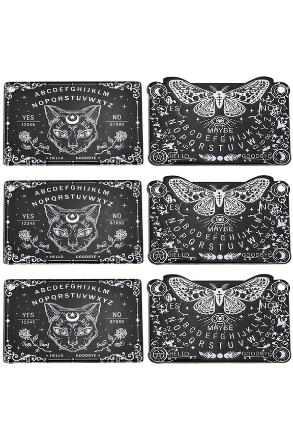 1 Box 10Pcs Divination Charms Ouijas Board Charms Black Tarot Themed Magic Card Gothic Moth Cats Mysterious Amulet Pendants