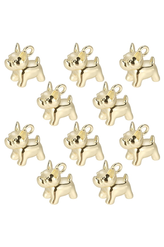 1 Box 10Pcs Dog Shape Charms Gold Puppy Charm Real 18K Gold Plated Brass Cartoon Pet Animal Aesthetic Shine Small Pendants