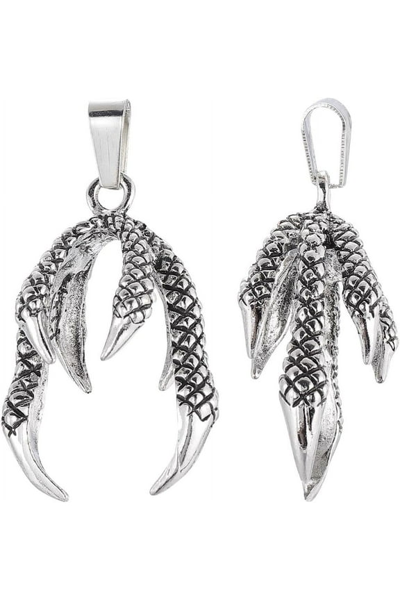 1 Box 10Pcs Dragon Claw Charms Dragon Pendants Bulk Alloy Silver Dragon Claw Beads Connectors Pinch Bails Holder Claw Bead Caps for Jewelry Making Charms Necklace Supplies DIY Crafts Beginner DIY