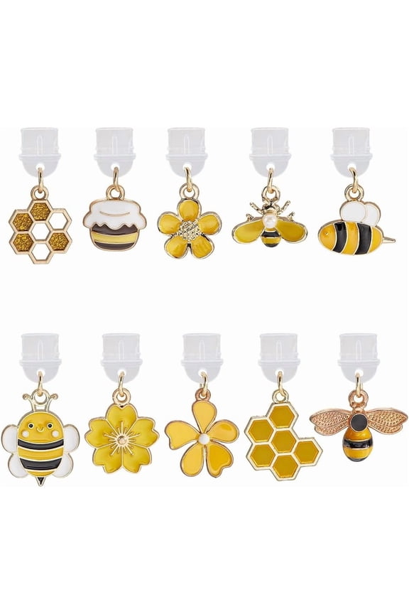 1 Box 10Pcs Dust Plug Charms Charging Port Covers Protector Type C Enamel Honeybee Bee Phone Charms Plastic Mobile Dustproof Plugs