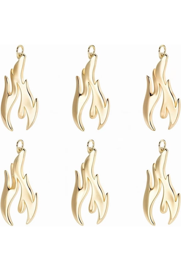 1 Box 10Pcs Fire Charms 18K Gold Plated Flame Charms with Jump Ring for Jewelry Making Earrings Bracelet Necklace Diy Crafts Gold DIY