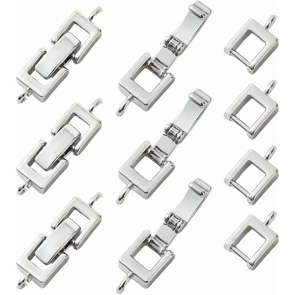 1 Box 10Pcs Foldover Bracelet Clasp Silver Fold Over Clasp Brass Metal Small Plated Folding Buckle Extender Fasten Repair Links