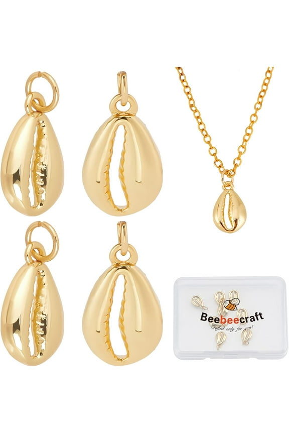 1 Box 10Pcs Gold Seashell Charms Real 18K Gold Plated Ocean Animals Pendant Charms for Wakiki Hawaii DIY Jewelry Making colorful