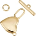 thumbnail image 1 of 1 Box 10Pcs Heart Toggle Clasp Bulk Real 18K Gold Plated Brass Metal Golden Smooth Hearts Shaped T-Bar Connector Closure Clasps Making Necklace Bracelet DIY Crafts Accessories Real 18K Gold Plated, 1 of 6