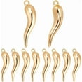 thumbnail image 1 of 1 Box 10Pcs Horn Charms 18K Gold Plated Italian Horn Cornicello Charm Pepper Chili Shaped Good Luck for Earring Necklace Jewelry Making Gold, 1 of 6